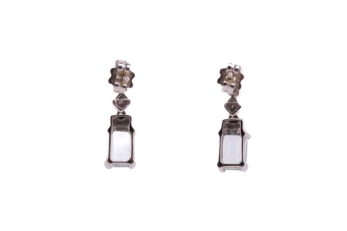 Lot 90 - Three pairs of gem-set drop earrings;...