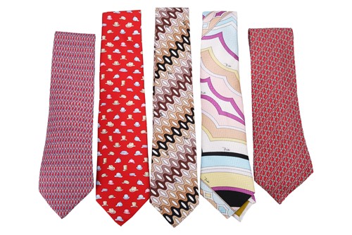 Lot 374 - A collection of silk ties by Pucci, Hermès and...