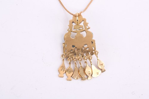 Lot 118 - An Egyptian enamelled pendant on chain,...