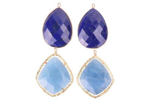 Lot 199 - A pair of aquamarine earring add-ons and...