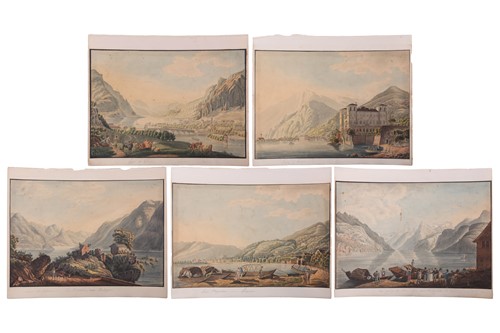 Lot 109 - 19th Century Swiss School, Five views of Swiss...