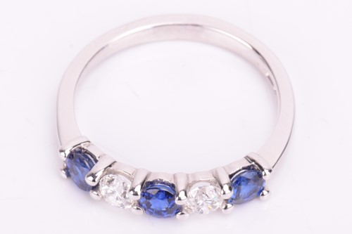 Lot 71 - A sapphire and diamond five-stone ring in 18ct...
