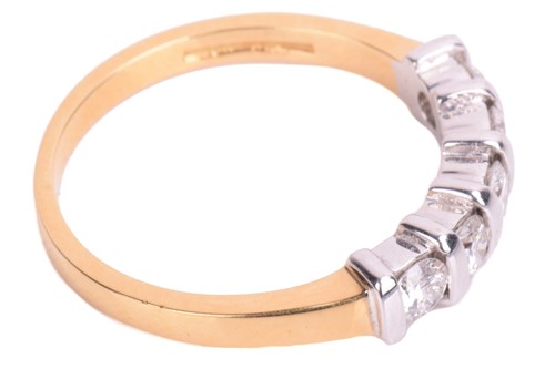 Lot 60 - A diamond five-stone ring in 18ct bi-coloured...