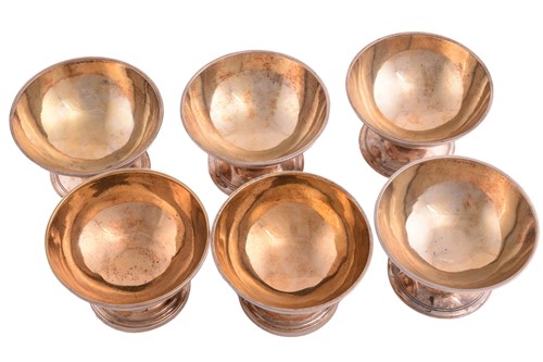 Lot 430 - A set of six George III silver salts by...