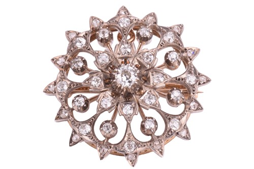 Lot 121 - A 19th century diamond set circular brooch....