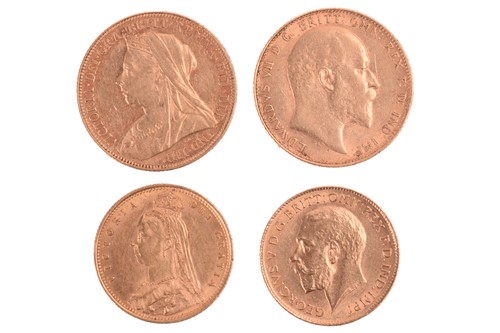 Lot 319 - Two full sovereigns and two half sovereigns....
