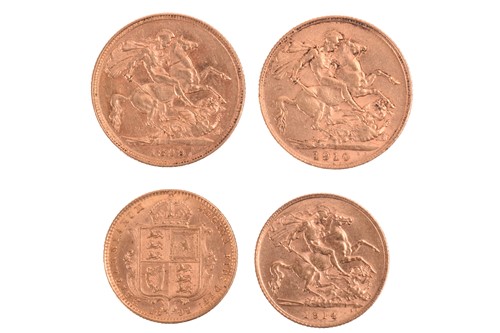 Lot 319 - Two full sovereigns and two half sovereigns....