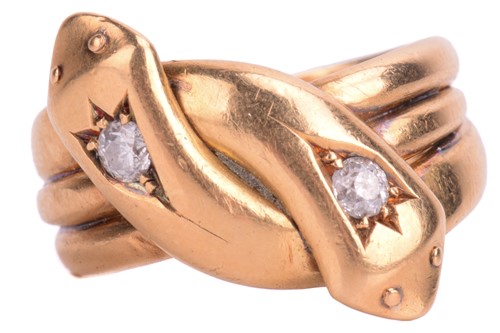 Lot 2 - A diamond set double serpent ring in 18ct...