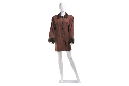 Lot 344 - Yves Saint Laurent - a brown medium coat with...