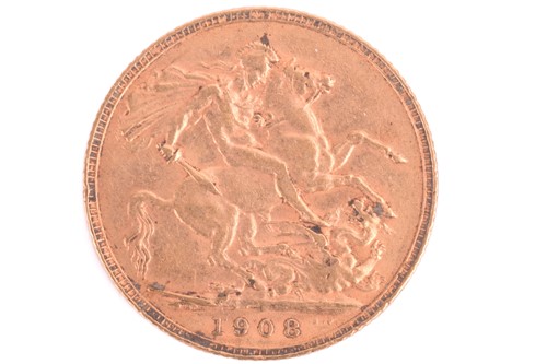 Lot 318 - A 1908 Edward VII Full Sovereign, circulated.