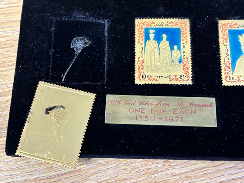 Lot 192 - A set of three Iranian gold and enamel...