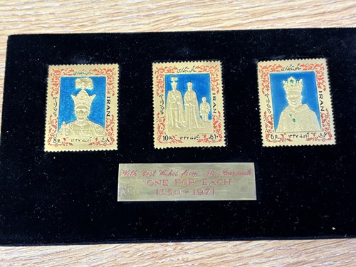 Lot 192 - A set of three Iranian gold and enamel...