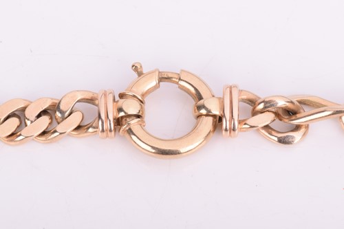 Lot 93 - A heavy flat curb link necklace with a large...