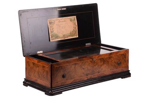 Lot 247 - A late 19th-century Swiss cylinder music box...