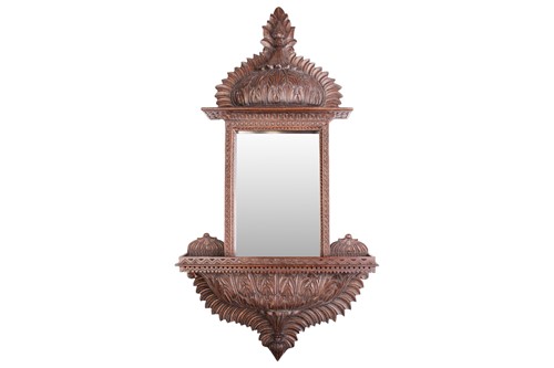 Lot 185 - An Anglo-Indian carved wood mirror, the...