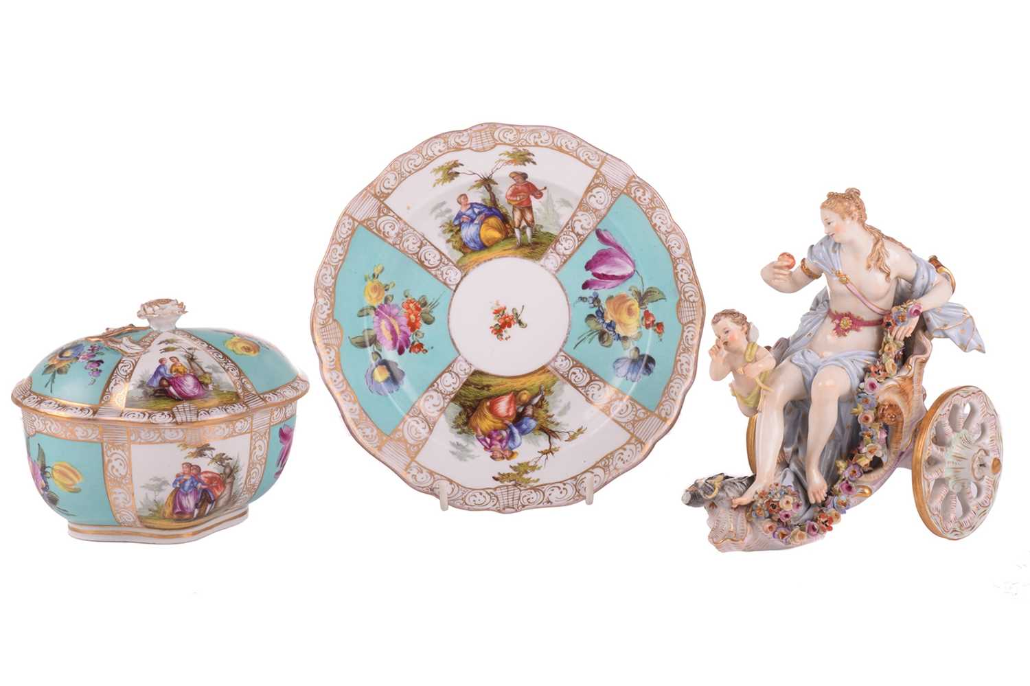 Lot 241 - A 19th-century Meissen porcelain figure group...
