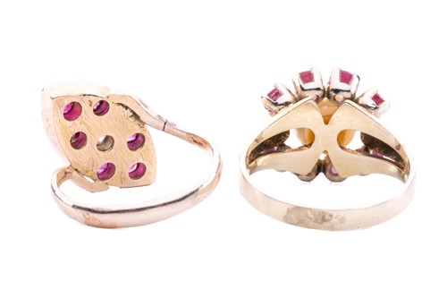 Lot 65 - Two gem-set dress rings; including a...