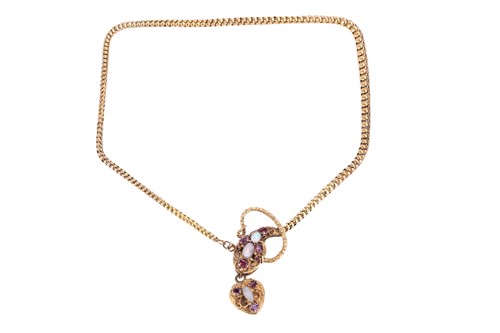 Lot 50 - A Victorian gem-set serpent necklace, circa...