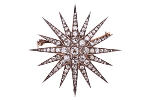 Lot 32 - A Victorian diamond star brooch, designed as a...