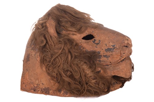 Lot 330 - An original papier mache lion mask, used as a...