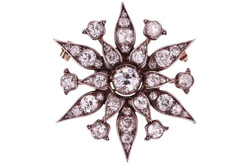Lot 97 - A 19th-century old-cut diamond brooch, set to...