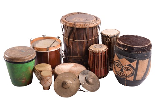 Lot 317 - A group of eight assorted hand-drums, from the...
