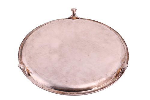 Lot 203 - A silver salver of circular form with a reeded...