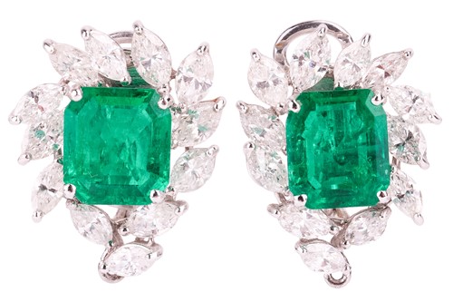 Lot 150 - Illario - a pair of emerald and diamond...