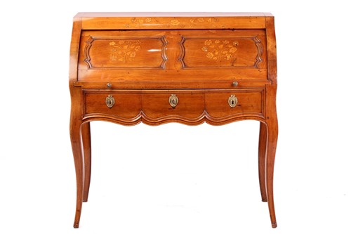 Lot 121 - A Louis XV fruitwood and marquetry inlaid...
