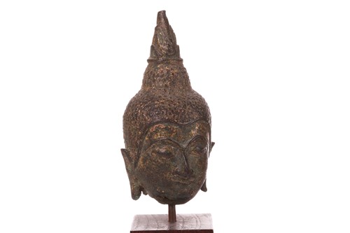 Lot 101 - A Thai bronze Buddha's head, Probably Sukothai...