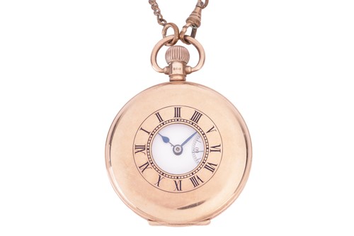 Lot 194 - A 9ct gold half-hunter pocket watch, by...