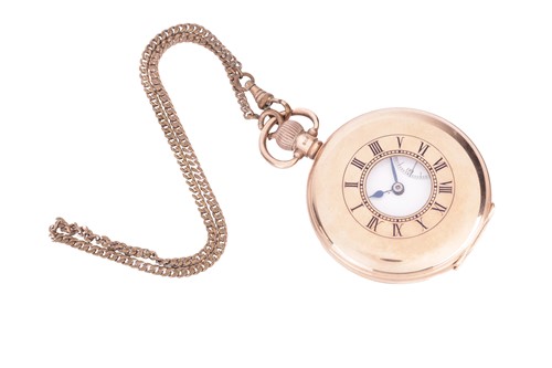 Lot 194 - A 9ct gold half-hunter pocket watch, by...