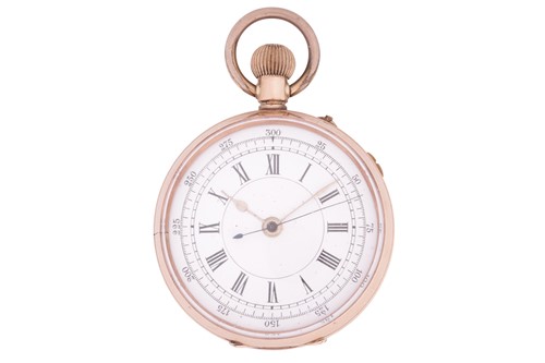 Lot 191 - A 9ct gold open-face pocket watch, with cream...