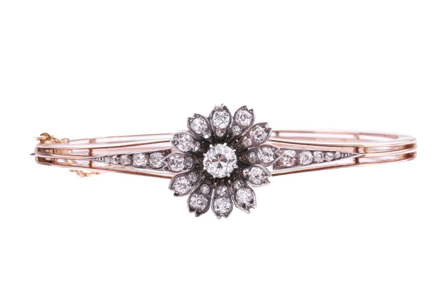Lot 1 - A Victorian floral diamond-set bangle/pendant,...