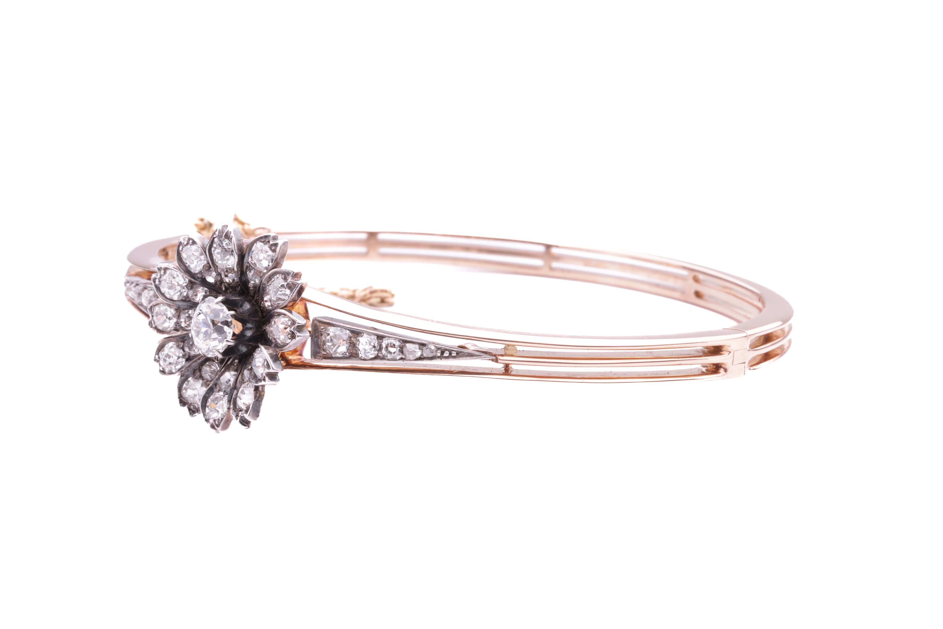 Lot 1 - A Victorian floral diamond-set bangle/pendant,