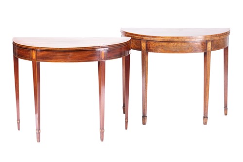 Lot 159 - Two similar George III mahogany demi tables...