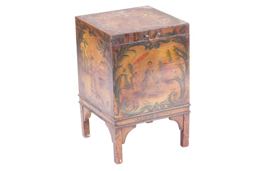 Lot 119 - A 19th-century lacquered cellarette box (now...