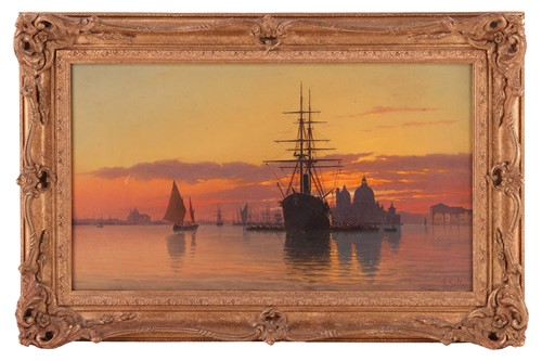 Lot 22 - Pietro Galter (1840 – 1901), Venice sunset...