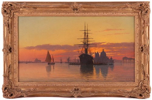 Lot 22 - Pietro Galter (1840 – 1901), Venice sunset...
