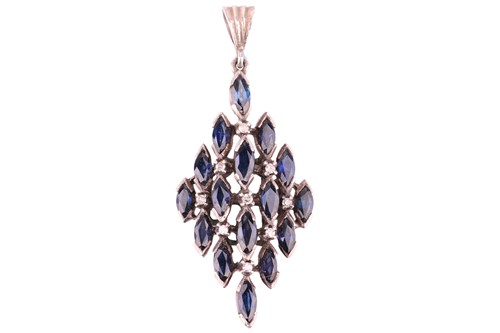 Lot 78 - A sapphire and diamond pendant, of...