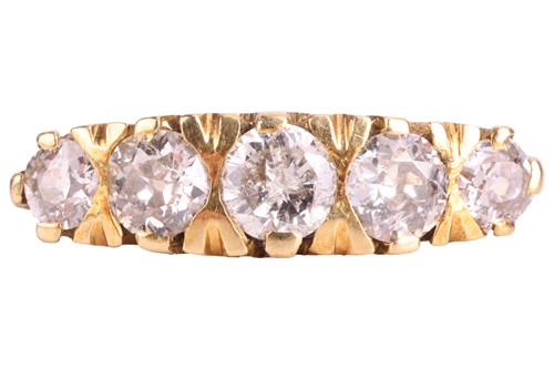 Lot 121 - A diamond five-stone diamond ring in 18ct gold,...