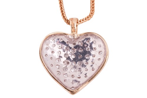 Lot 128 - A diamond-set heart pendant, with...