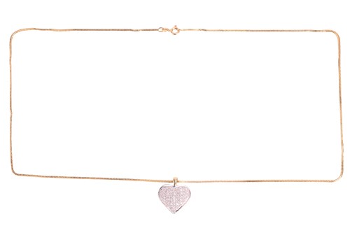 Lot 128 - A diamond-set heart pendant, with...