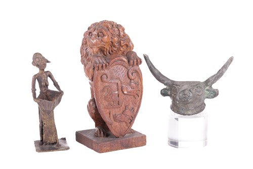 Lot 106 - An ancient bronze bulls head, possibly...