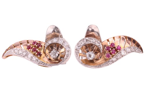 Lot 172 - Cartier - a matched pair of ruby and diamond...