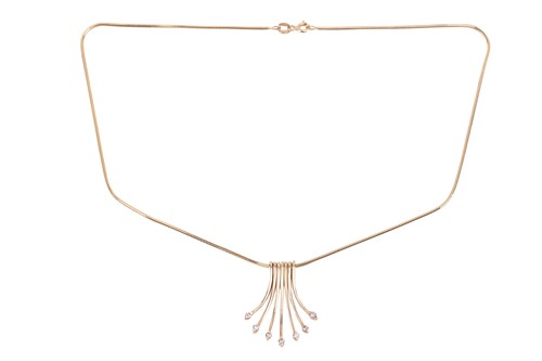 Lot 80 - A diamond-set fringe pendant necklace, the...