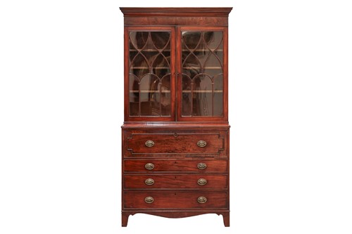 Lot 183 - A George IV mahogany secretaire bookcase, the...