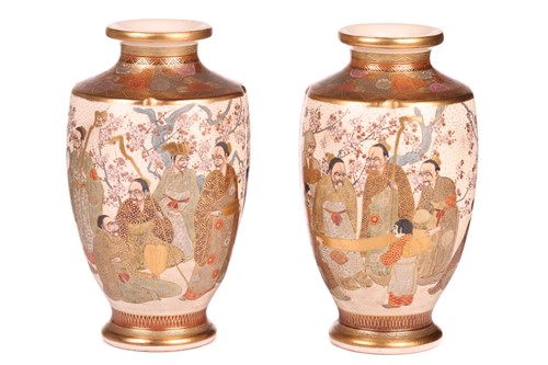 Lot 51 - A pair of Japanese Satsuma pottery inverted...