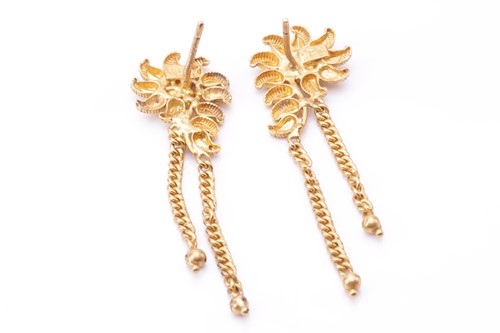 Lot 70 - A pair of tassel earrings of Indian mango...