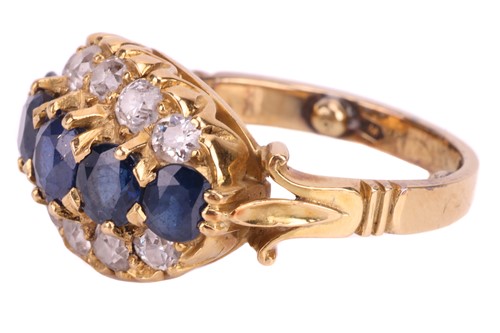 Lot 22 - A sapphire and diamond dress ring, designed as...